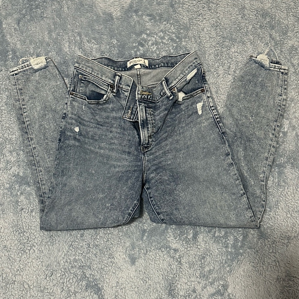 Abercrombie & Fitch Distressed Blue Boyfriend Jeans